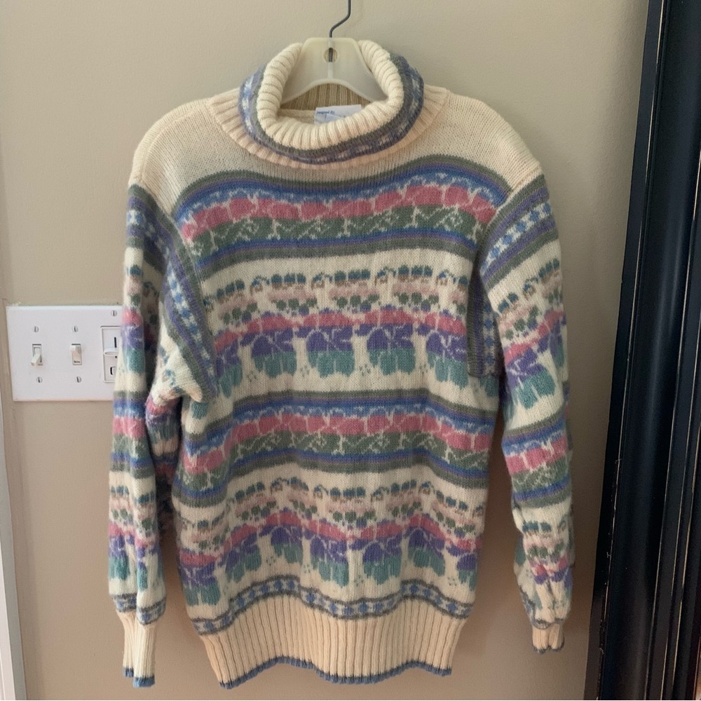 Vintage Deans Of Scotland Shetland Wool Sweater Fair Isle Size L Preppy Handbook
